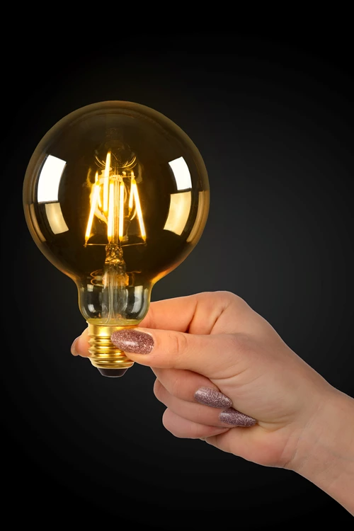 Lucide G95 - Filament lamp - Ø 9,5 cm - LED Dimb. - E27 - 1x5W 2700K - Amber - sfeer 1